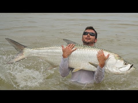 BATTLE with a BEAST. GIANT Tarpon Beach Fishing