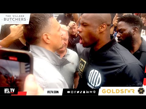 DANIEL DUBOIS SCREAMS IN OLEKSANDR USYK'S FACE IN AWKWARD & OVER-HEATED FACE OFF OUTSIDE WEMBLEY