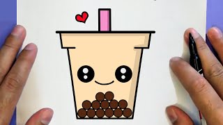 CÓMO DIBUJAR UN LINDO TÉ DE BURBUJAS, PASSO A PASSO,  JACK Dibujos