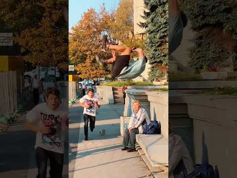 Parkour Athlete Pretended to Be a Falling Blind Man😂🫣 #kiryakolesnikov #prank #funny #flip #comedy