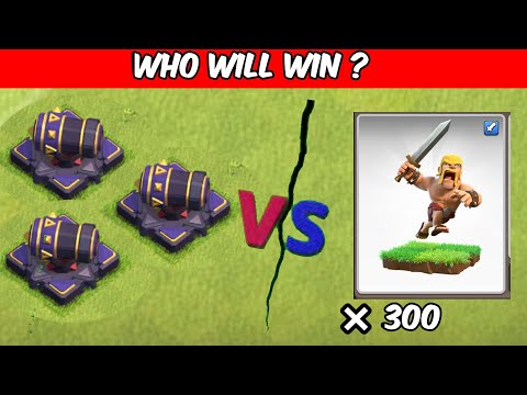Can the Barbarian Survive 3 Max-Level Cannons? ⚔️🔥 | Clash of Clans Battle Test!