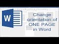 Changing Page Orientation in Word