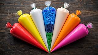 Making Relaxing Slime with Satisfying Piping Bags - Orange and Lilla Crunchy Slimes