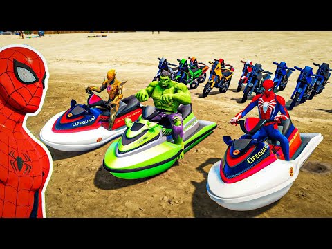 GTA V - FNAF and POPPY PLAYTIME Epic New Stunt Race For MCQUEEN CARS by Trevor