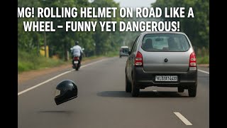 OMG! Rolling Helmet on Road Like a Wheel – Funny Yet Dangerous!