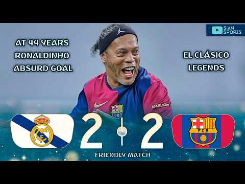 AT 44 YEARS RONALDINHO WEARS THE BARCELONA SHIRT AGAIN AND SCORED A GREAT GOAL IN EL CLASICO LEGENDS