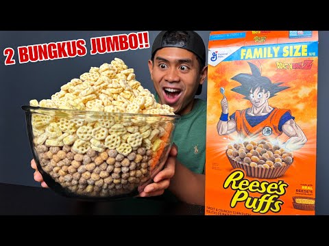 KAPOK MAKAN PEDES!! MAKAN 2 BUNGKUS CEREAL DRAGON BALL PORSI KELUARGA AJA DEH!!