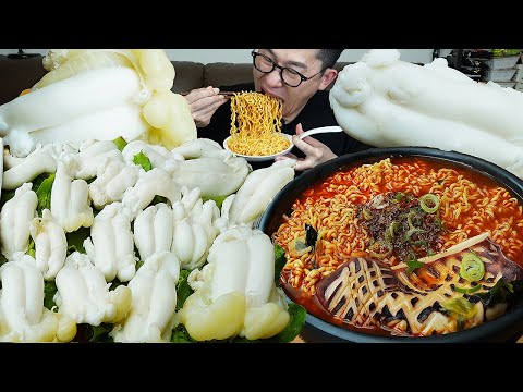 이걸 이제야 먹다니..🤤쫄깃 쫀득 탱클한 🦑오징어알과 오징어짬뽕 먹방! squid intestines MUKBANG