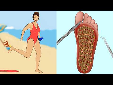 ASMR Remove dog ticks and sand maggots from infected foot | Severely Injured animation