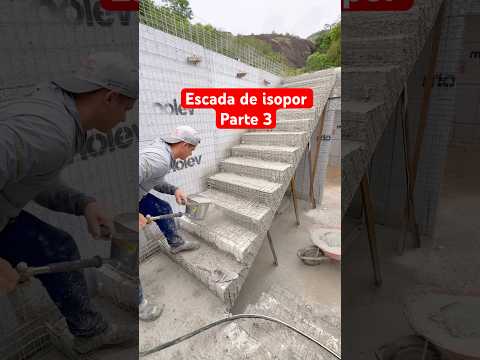 Como fazer e concretar uma escada de isopor ou eps, parte 3 . #dicas #obra #pedreiro #escada #casa