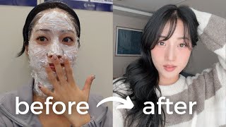 extreme glow up in korea 🇰🇷 glass hair, nail art, haircut & color, LED lashes, laser skin treatments