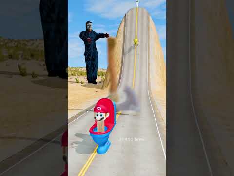 Skibidi Toilets, Freddy & Smiling Critters VS Spinning Axe Trap Hill Crush #2 – BeamNG.drive