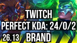 TWITCH & Yuumi vs BRAND & Miss Fortune (ADC) | Perfect KDA: 24/0/2, 57K damage | EUW Diamond | 26.13