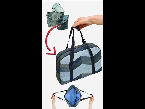 How to Sew DIY Patchwork Tote bag from Old Jeans easily Miarti👜✂️