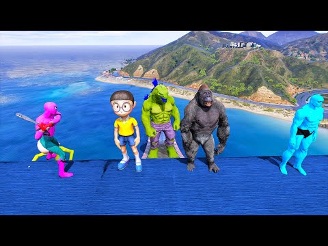 GTA 5 Epic Ragdolls GREEN SPIDERMAN VS Hulk nd RED MINION VS GREEN MINION (Physics & Funny Fails🔥ep5