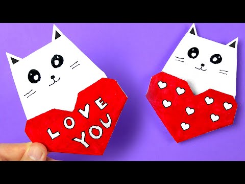 Make This ADORABLE Cat Valentine in Just 5 Minutes! Easy Origami