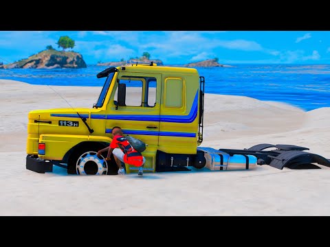 GTA V: MODS | ENCONTREI UM CAMINHAO ABANDONADO ENTERRADO NA PRAIA