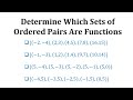 Understanding Functions through Ordered Pairs