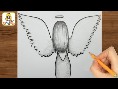 Draw A Girl With Angel Wings || Step by Step drawing easy || Pencil Sketch || Girl Drawing