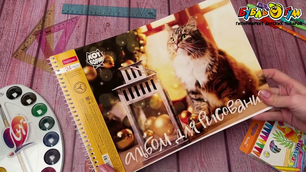 Альбом для рисования Кот Борис 24л в ассортименте - видео