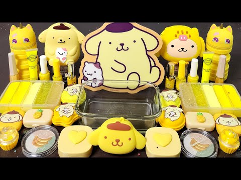 ASMR POMPOMPURIN Slime Mixing Makeup,Parts, Glitter Into Slime!#ASMR#satisfying#slime