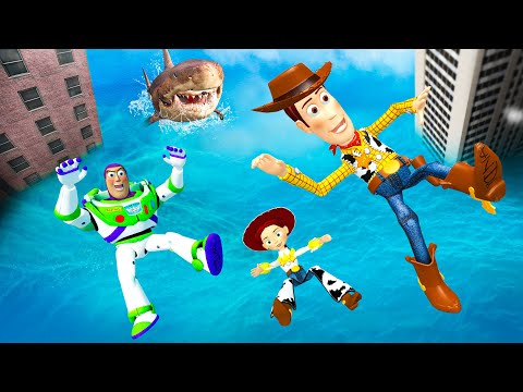 GTA 5 • TOY STORY • Buzz Lightyear x Woody x Jessie Funny Ragdoll Falls episode 19