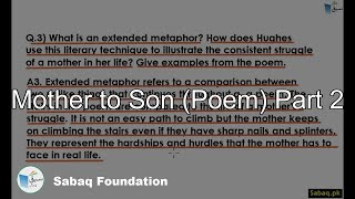 Mother to Son (Poem) Part 2