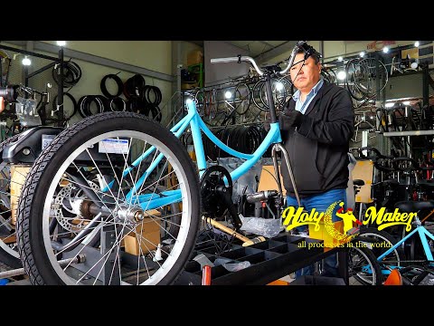 Process of Making a Handmade Electric Bicycle. Bicycle Factory in South Korea.
