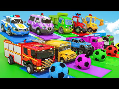 Rain Rain Go Away, One Little Finger Tap Tap Tap - Police Car, Excavator & More... | Nursery Rhymes