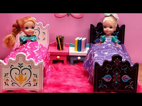 Go to bed ! Elsa & Anna toddlers - bedtime - breakfast morning routine - Barbie dolls