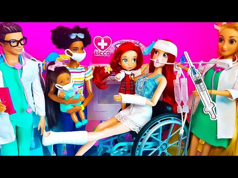 Barbie Doctor Doll Hospital Toy Nurse Barbie Medical Center Playsets 바비인형 디즈니 라푼젤 인어공주 병원놀이 링거 주사맞기