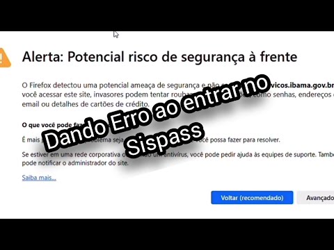 Dando Erro ao entrar no Sispass