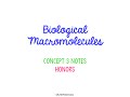Biological Macromolecules and Their Functions