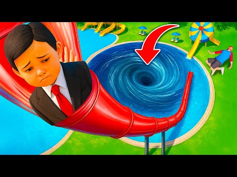 KLEINER BRUDER rutscht GEFÄHRLICHSTE WASSERRUTSCHE in GTA 5!🎢💦