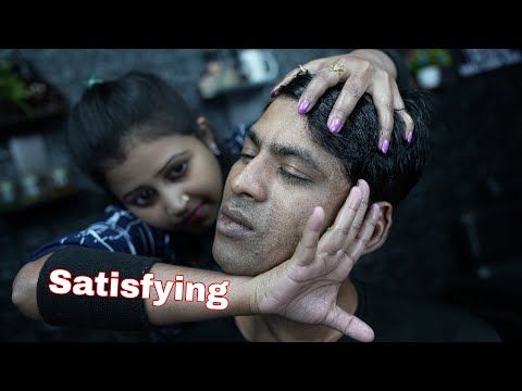 Satisfying Head Massage By Indian Beautiful Lady Barber Chaitali | ASMR Tapping & Scratching