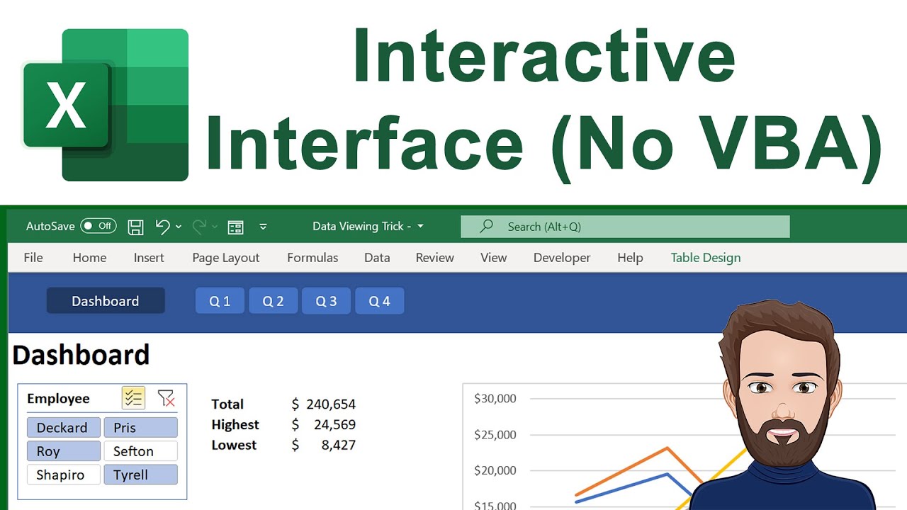 Interactive Clickable Buttons and Interface Without Using VBA/Macros in Excel
