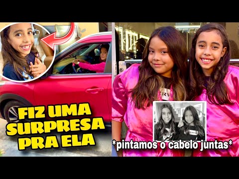 PINTEI O CABELO E LEVEI MINHA PRIMA COMIGO NO CARRO ROSA * ela não sabia de nada ! * 😱