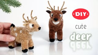 🦌 Diy Cute Deer Yarn Pom Pom 🎄 How to make Christmas Deer from Yarn 🦌