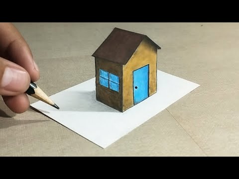 Como Dibujar 3D ⭐ dibujando una CASA en 3d - ARTE Fácil