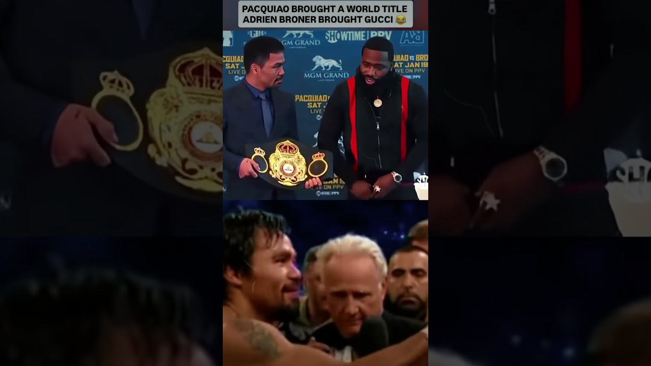 Manny Pacquiao Shows His World Title, Adrien Broner Flexes His Gucci Belt! 😂🥊 #shorts