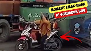 Moment Menegangkan Ibu-ibu Tersenggol Bus Saat Menyebrang Perlintasan Kereta‼️