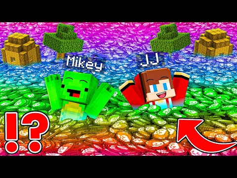 HOW JJ and Mikey Survive Biggest RAINBOW DIAMOND FLOOD Tsunami ?! - in Minecraft Challenge Maizen !