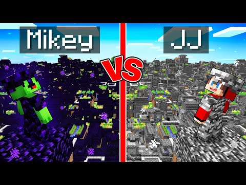 Mikey OBSIDIAN vs JJ BEDROCK Village Survival Battle in Minecraft (Maizen)