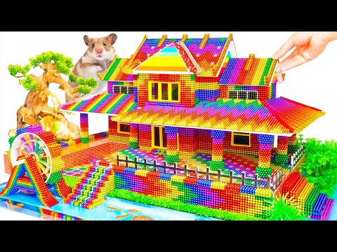 How To Build Slope Mansion Have Colorful Cotton Balls Basement With Huge Garage & Rainbow Foundtain