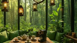 Forest Cafe Jazz Music | Morning Tranquil Jazz with Rain Sounds for Study, Focus & Stress Relief