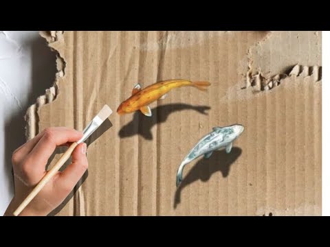 How to draw fish on cardboard😲#youtube #art #fish #drawing #viralvideo