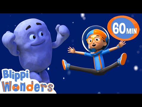 Blippi defies Gravity in space with Rocky the Moon Rock | Blippi Wonders Educational Videos for Kids