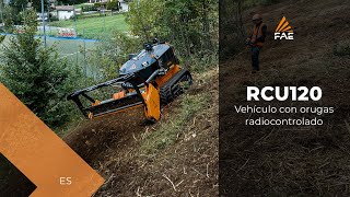 Vehículo con orugas radiocontrolado RCU120 con trituradora forestal