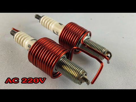 Awesome Create 220v Free Electricity Energy At Home With Copper Wire & Spark Plug #technology