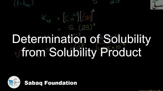 Determination of Solubility from Solubility Product